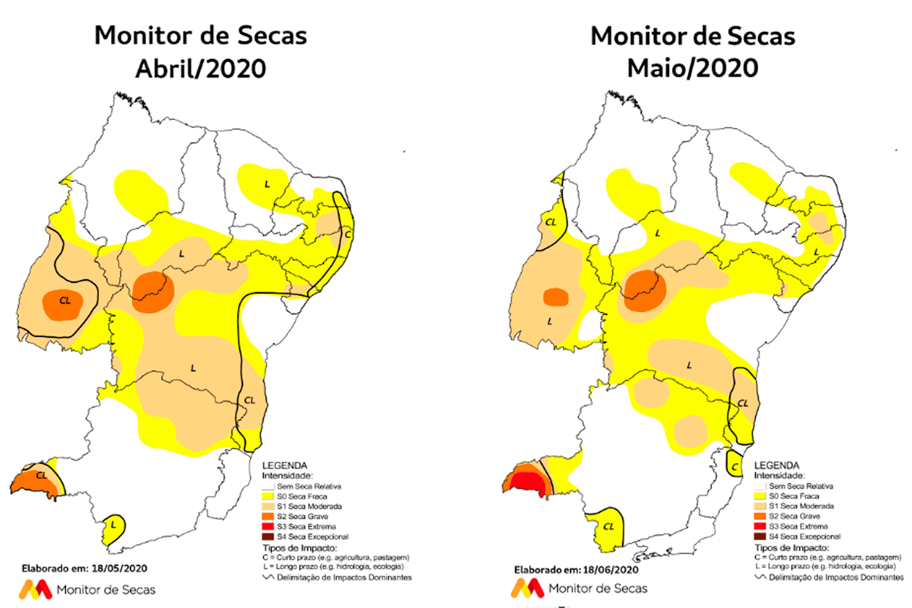 Monitor de Secas registra redução das áreas com seca em nove estados